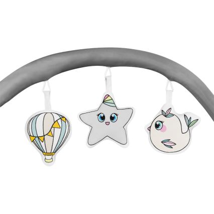 Lionelo - Łóżeczko turystyczne FLOWER Szary Scandi