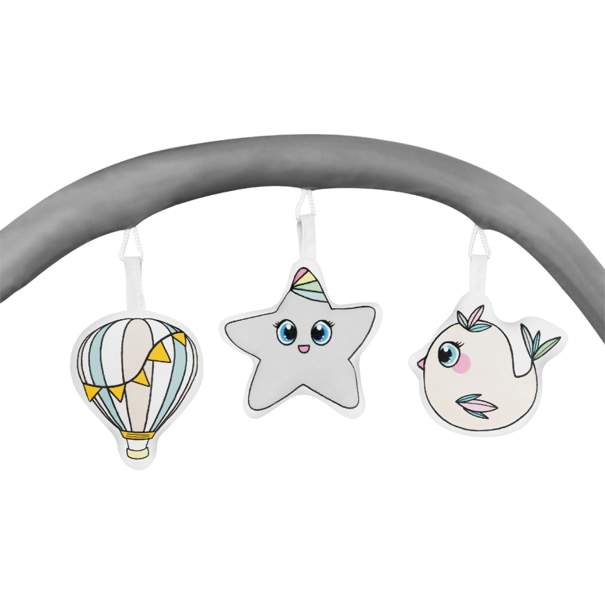 Lionelo - Łóżeczko turystyczne FLOWER Szary Scandi