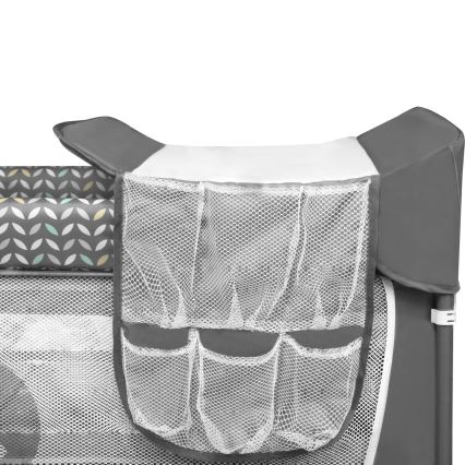 Lionelo - Łóżeczko turystyczne FLOWER Szary Scandi