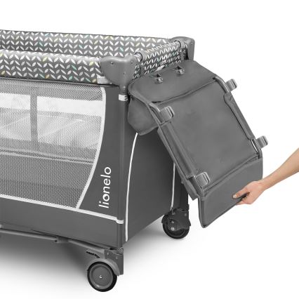 Lionelo - Łóżeczko turystyczne FLOWER Szary Scandi
