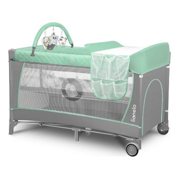 Lionelo - Łóżeczko turystyczne FLOWER Turkusowy