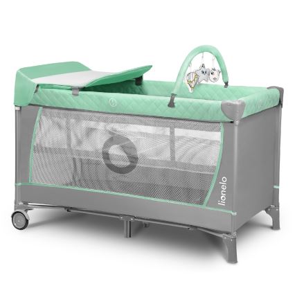 Lionelo - Łóżeczko turystyczne FLOWER Turkusowy