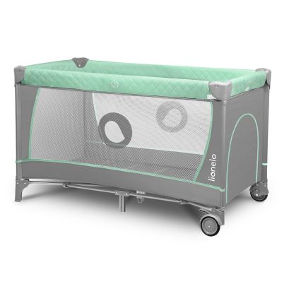 Lionelo - Łóżeczko turystyczne FLOWER Turkusowy
