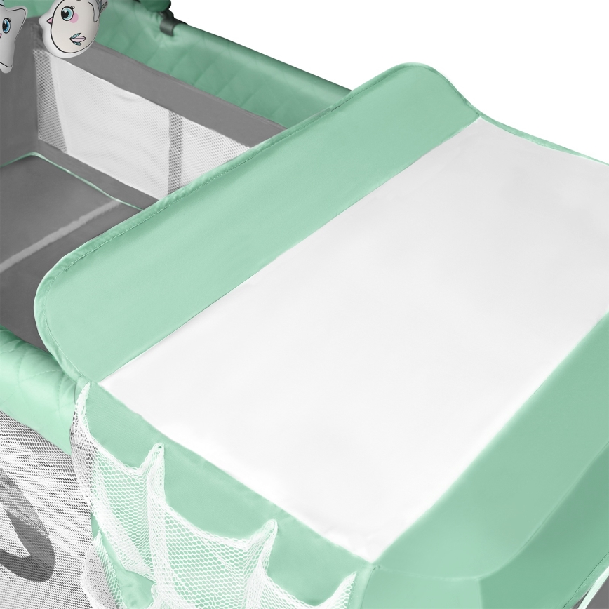 Lionelo - Łóżeczko turystyczne FLOWER Turkusowy