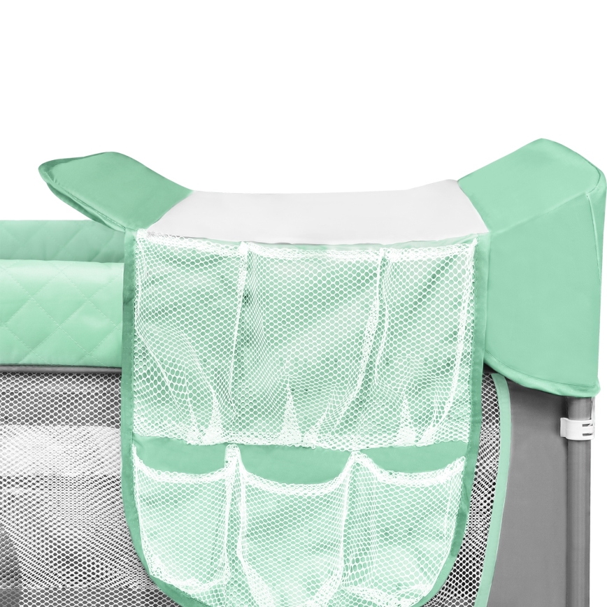 Lionelo - Łóżeczko turystyczne FLOWER Turkusowy