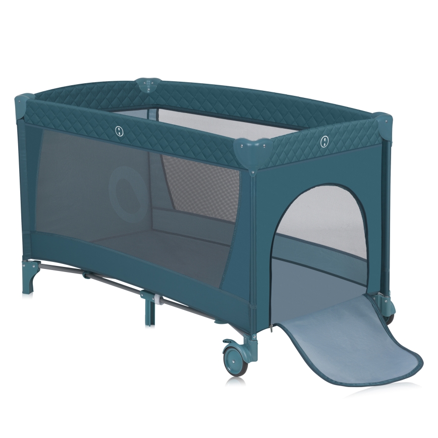 Lionelo - Łóżeczko turystyczne FLOWER zielono-turkusowe