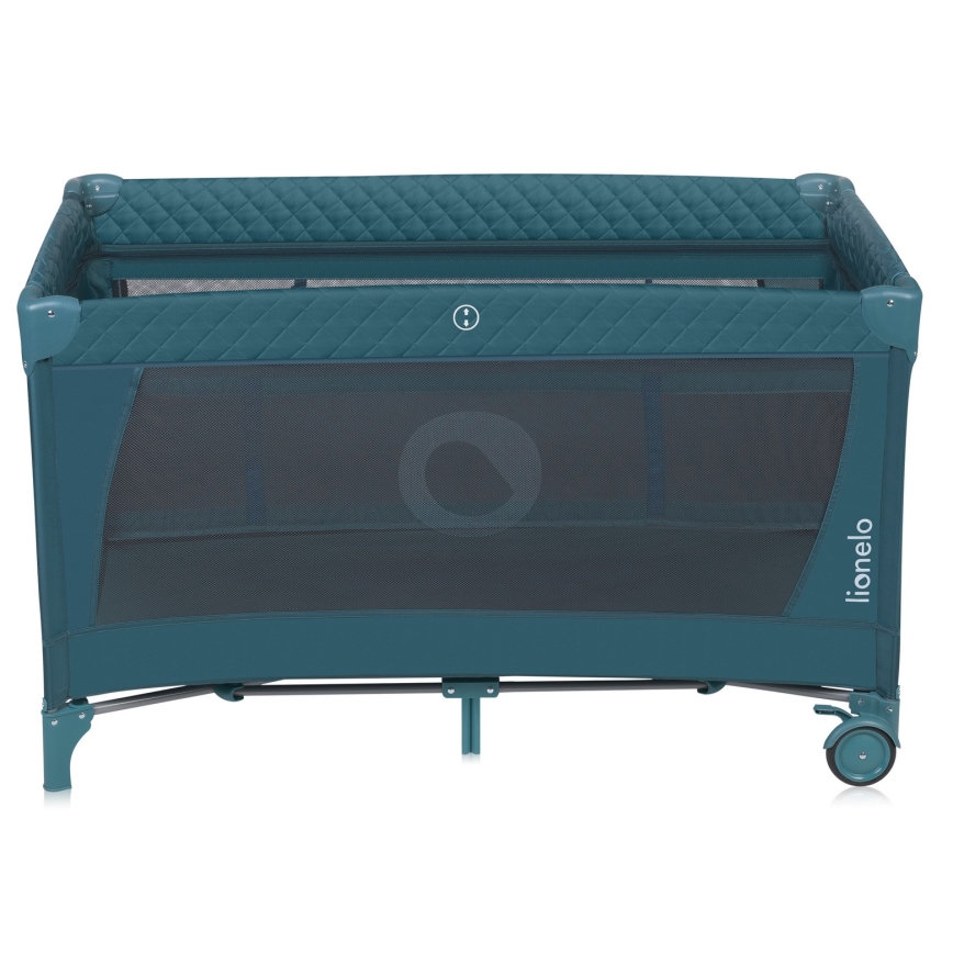 Lionelo - Łóżeczko turystyczne FLOWER zielono-turkusowe
