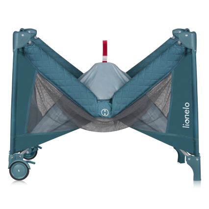 Lionelo - Łóżeczko turystyczne FLOWER zielono-turkusowe