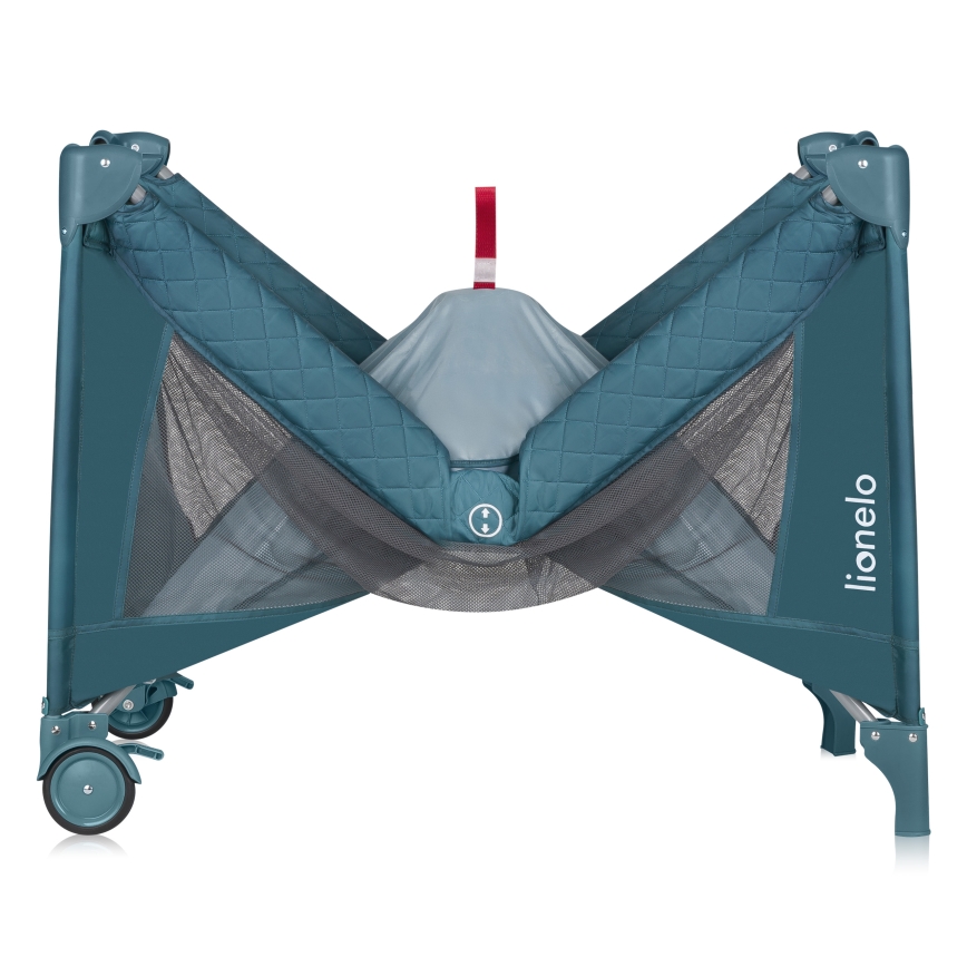 Lionelo - Łóżeczko turystyczne FLOWER zielono-turkusowe