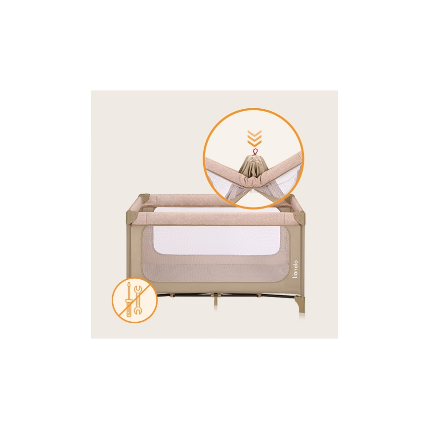 Lionelo - Łóżeczko turystyczne JASMIN EASY FOLD Beżowy Piasek