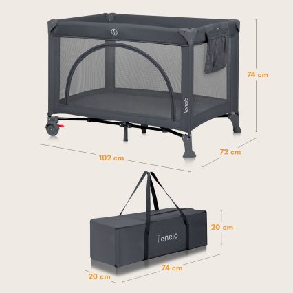 Lionelo - Łóżeczko turystyczne LAURA Betonowo-szary