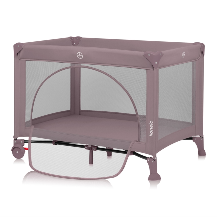 Lionelo - Łóżeczko turystyczne LAURA Różowy nude