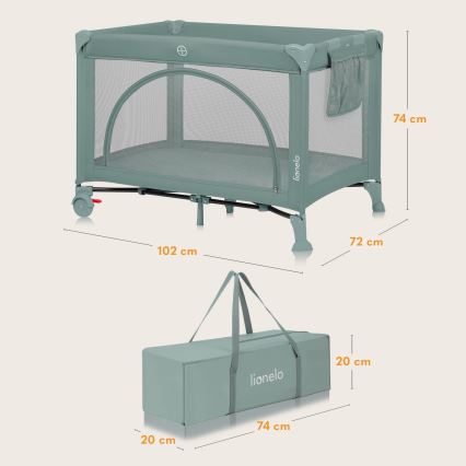 Lionelo - Łóżeczko turystyczne LAURA Zielona szałwia