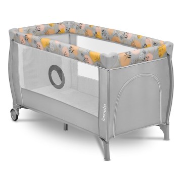 Lionelo - Łóżeczko turystyczne STEFI PLUS różowo-żółte