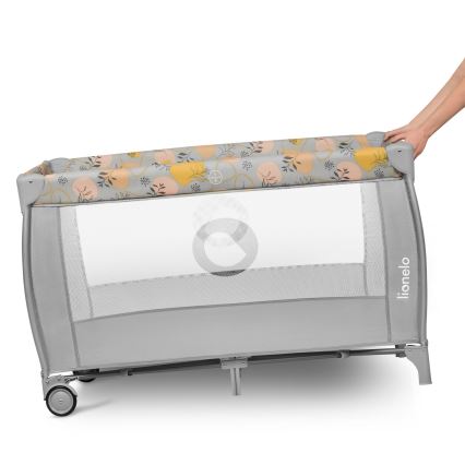 Lionelo - Łóżeczko turystyczne STEFI PLUS różowo-żółte