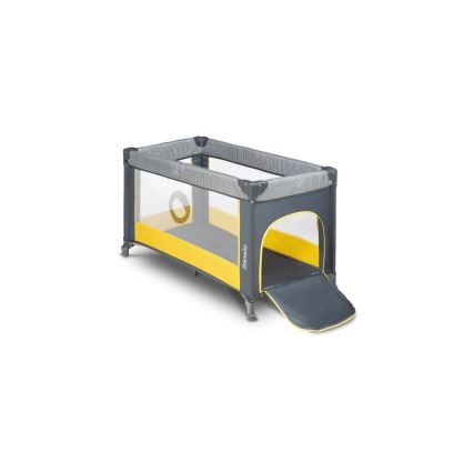 Lionelo - Łóżeczko turystyczne STEFI szare/żółte