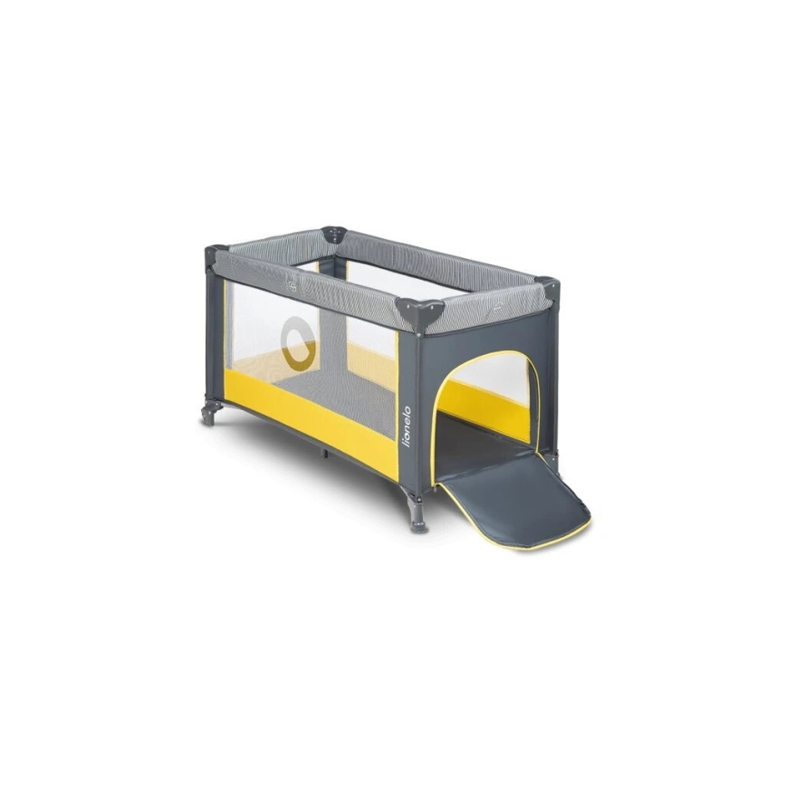 Lionelo - Łóżeczko turystyczne STEFI szare/żółte