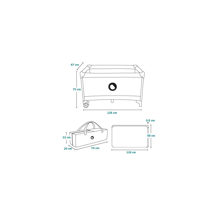 Lionelo - Łóżeczko turystyczne STEFI szare/żółte