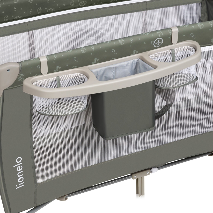 Lionelo - Łóżeczko turystyczne SVEN PLUS Beżowo-oliwkowe