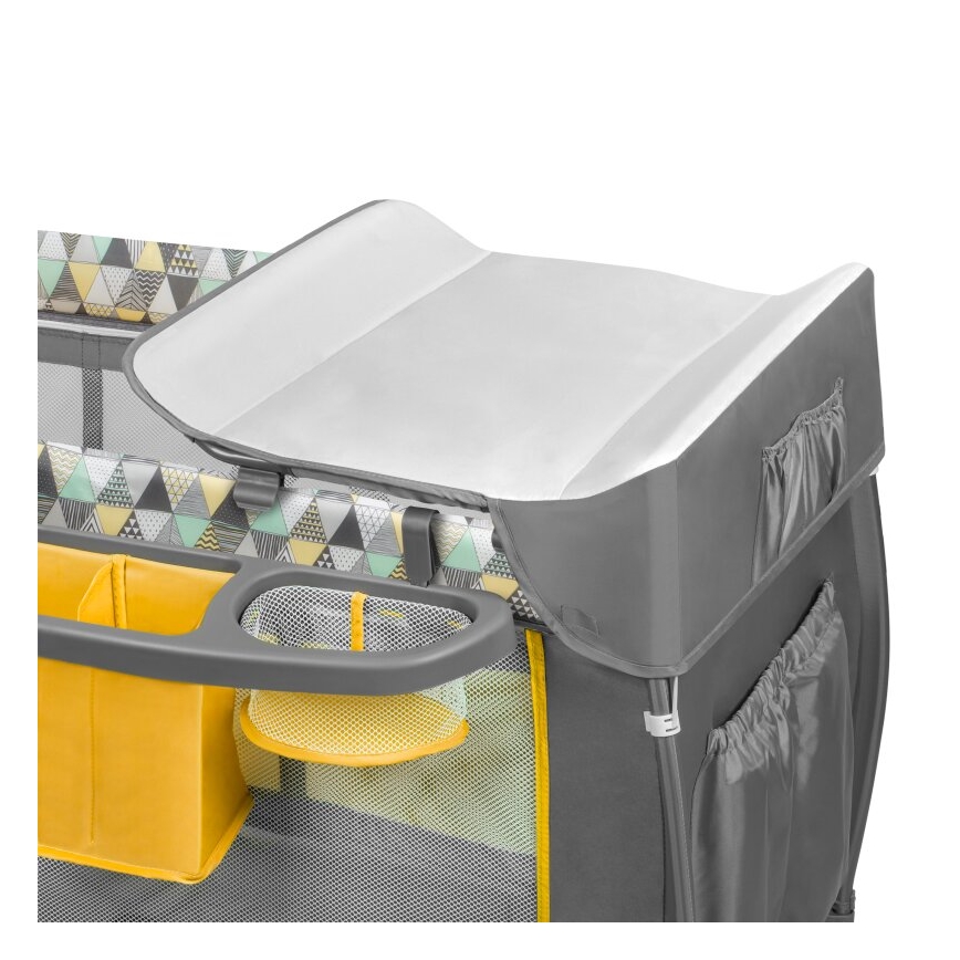 Lionelo - Łóżeczko turystyczne SVEN PLUS szare/żółte