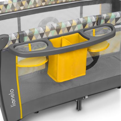 Lionelo - Łóżeczko turystyczne SVEN PLUS szare/żółte