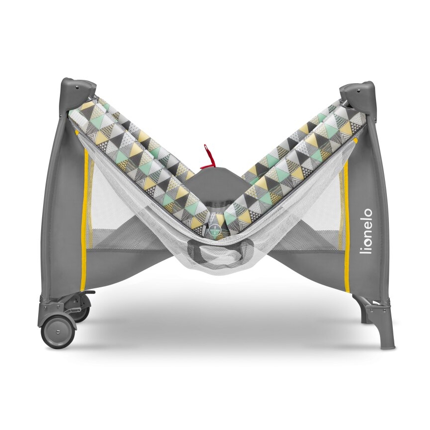 Lionelo - Łóżeczko turystyczne SVEN PLUS szare/żółte