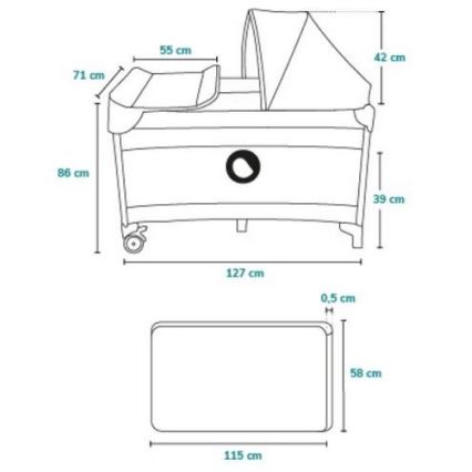 Lionelo - Łóżeczko turystyczne SVEN PLUS szary/turkusowy