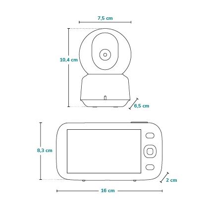 Lionelo - Niania elektroniczna z monitorem BABYLINE 9.1, 5 V, 3600 mAh