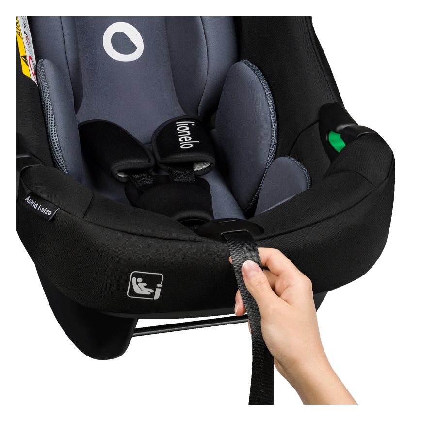 Lionelo - Obrotowy fotelik samochodowy z bazą ASTRID SET i-Size 40-87 cm czarno-szary