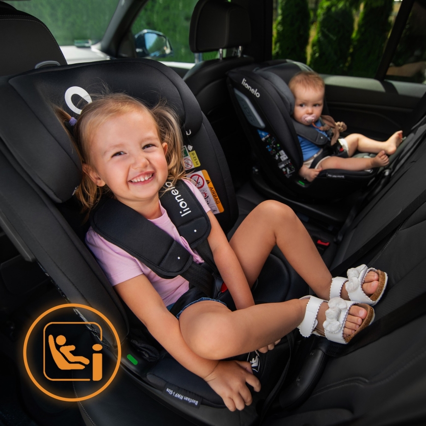 Lionelo - Obrotowy fotelik samochodowy z bazą BASTIAAN i-Size 40-150 cm Czarny Carbon