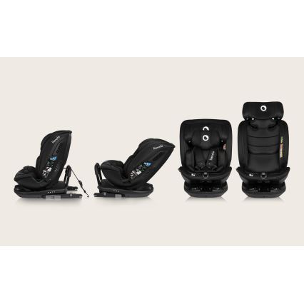 Lionelo - Obrotowy fotelik samochodowy z bazą BASTIAAN i-Size 40-150 cm Czarny Carbon