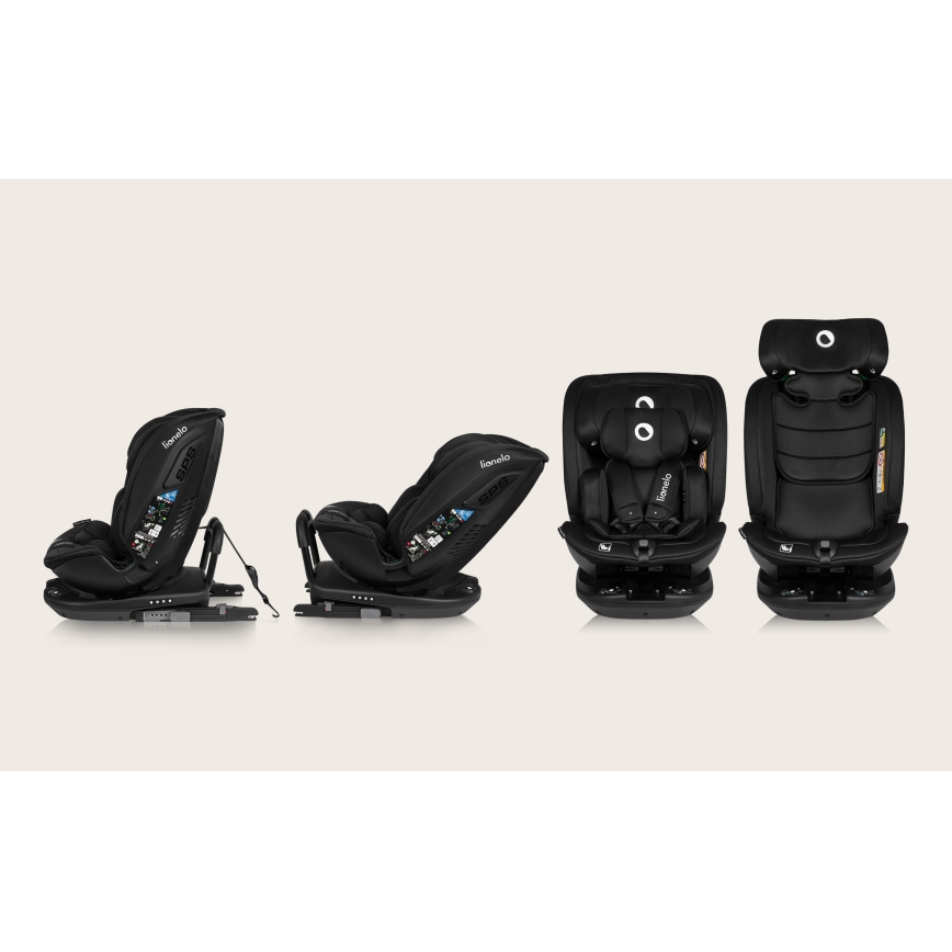 Lionelo - Obrotowy fotelik samochodowy z bazą BASTIAAN i-Size 40-150 cm Czarny Carbon
