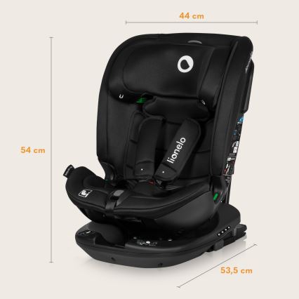 Lionelo - Obrotowy fotelik samochodowy z bazą BASTIAAN i-Size 40-150 cm Czarny karbon
