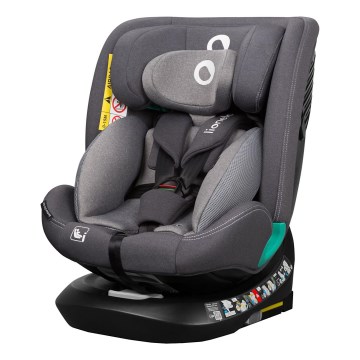 Lionelo - Obrotowy fotelik samochodowy z bazą BASTIAAN ONE i-Size 40-150 cm Szary Kamień