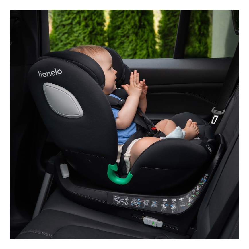 Lionelo - Obrotowy fotelik samochodowy z bazą BRAAM i-Size 40-150 cm Czarny karbon
