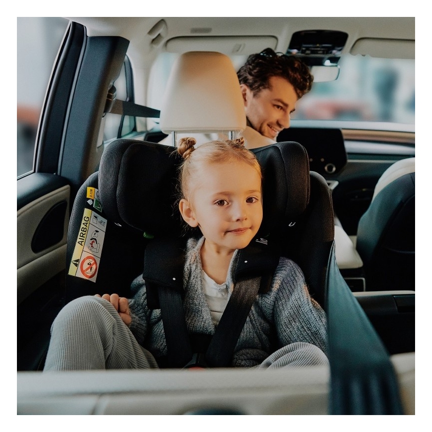 Lionelo - Obrotowy fotelik samochodowy z bazą BRAVE i-Size 40-150 cm Czarny Carbon