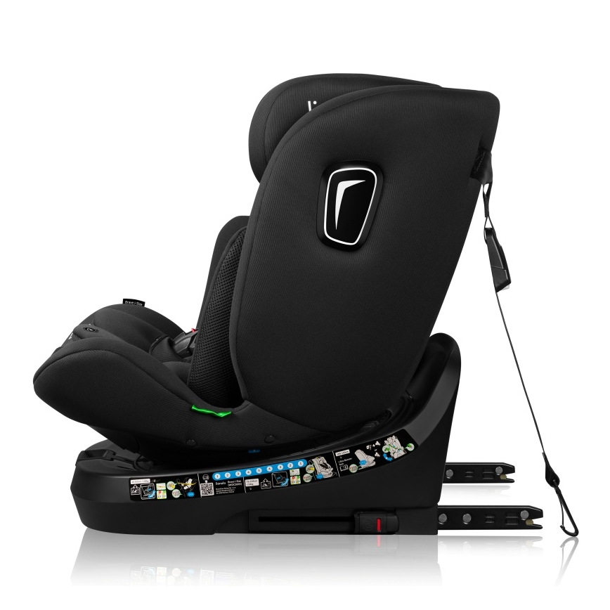 Lionelo - Obrotowy fotelik samochodowy z bazą BRAVE i-Size 40-150 cm Czarny Carbon