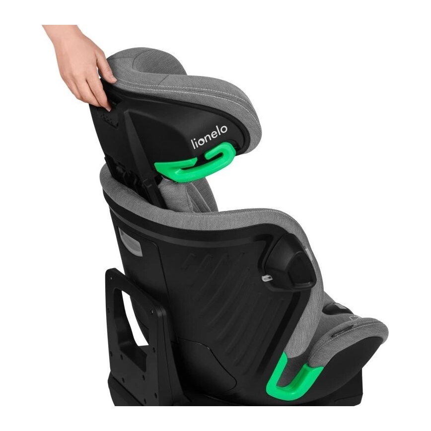 Lionelo - Obrotowy fotelik samochodowy z bazą HARMONY i-Size 40-150 cm czarny/szary