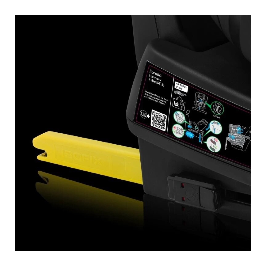 Lionelo - Obrotowy fotelik samochodowy z bazą HARMONY i-Size 40-150 cm szary