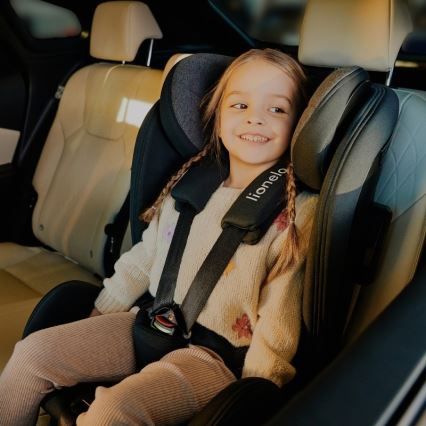 Lionelo - Obrotowy fotelik samochodowy z bazą HARPER i-Size 76-150 cm Black Carbon