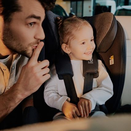 Lionelo - Obrotowy fotelik samochodowy z bazą HARPER i-Size 76-150 cm Black Carbon