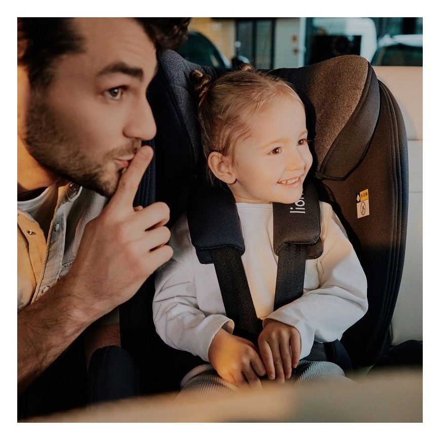 Lionelo - Obrotowy fotelik samochodowy z bazą HARPER i-Size 76-150 cm Black Carbon