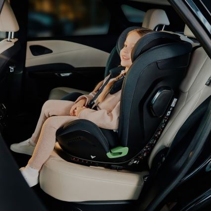 Lionelo - Obrotowy fotelik samochodowy z bazą HARPER i-Size 76-150 cm Black Carbon