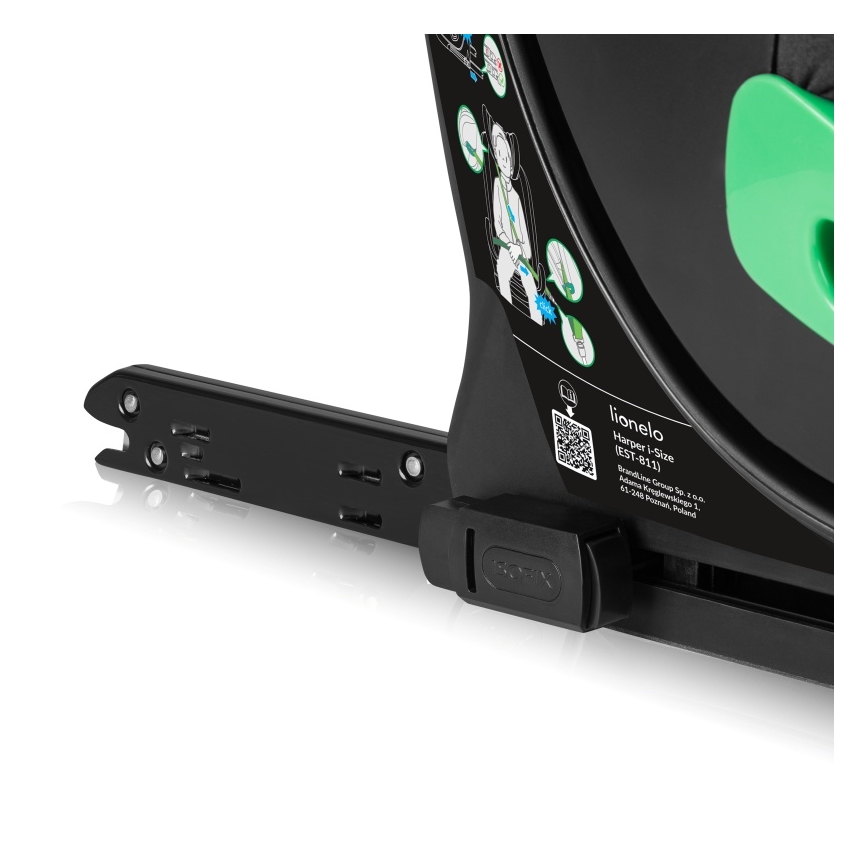 Lionelo - Obrotowy fotelik samochodowy z bazą HARPER i-Size 76-150 cm Black Carbon