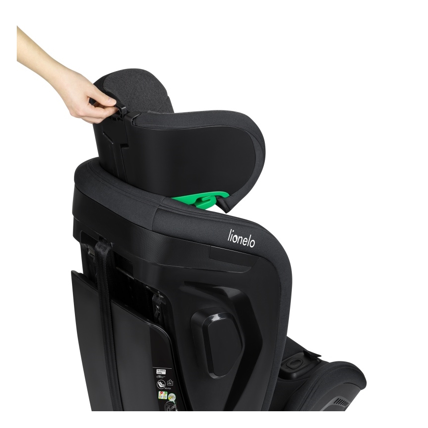 Lionelo - Obrotowy fotelik samochodowy z bazą HARPER i-Size 76-150 cm Black Carbon
