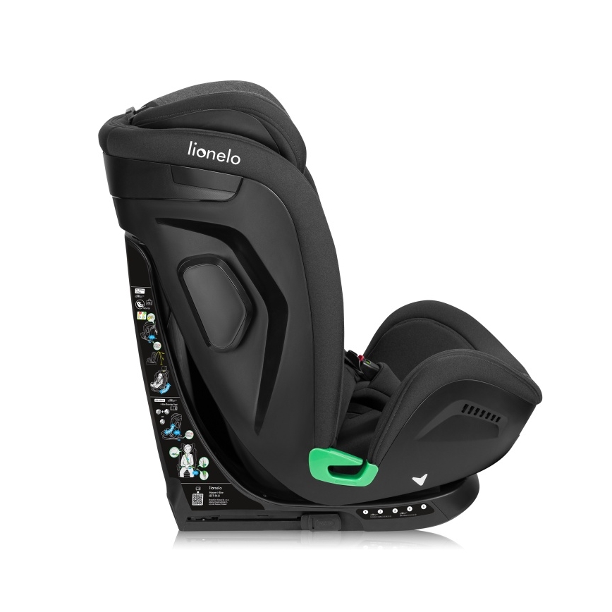 Lionelo - Obrotowy fotelik samochodowy z bazą HARPER i-Size 76-150 cm Black Carbon