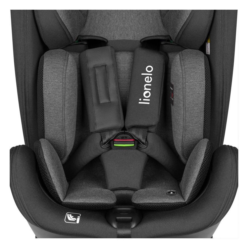 Lionelo - Obrotowy fotelik samochodowy z bazą HARPER i-Size 76-150 cm Czarny Carbon
