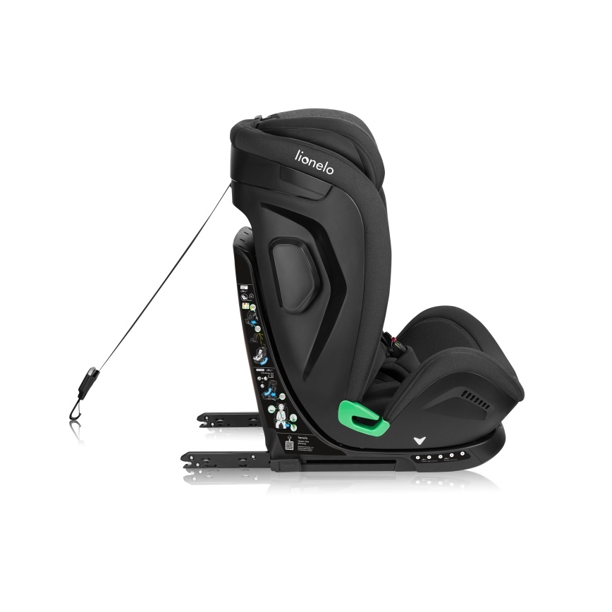 Lionelo - Obrotowy fotelik samochodowy z bazą HARPER i-Size 76-150 cm Czarny Carbon