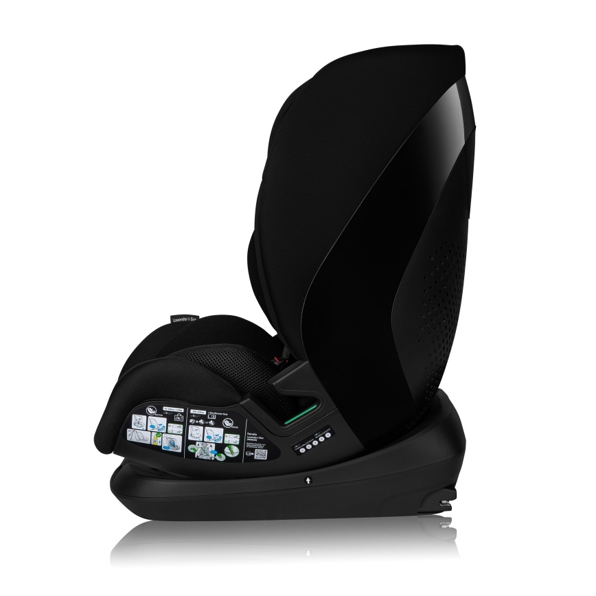Lionelo - Obrotowy fotelik samochodowy z bazą LAVENDER i-Size 76-150 cm Czarny Karbon