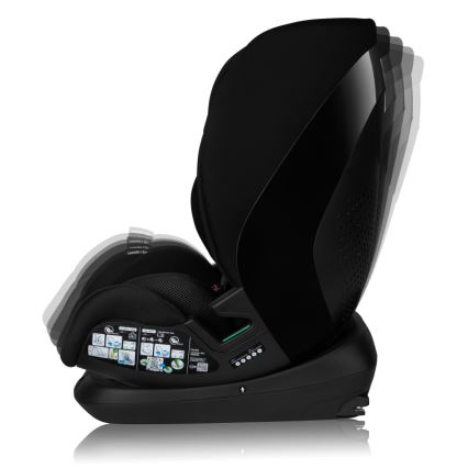 Lionelo - Obrotowy fotelik samochodowy z bazą LAVENDER i-Size 76-150 cm Czarny Karbon